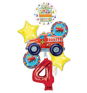 Fire Truck Fire Engine 4th Birthday Party Supplies and Balloon Decorations