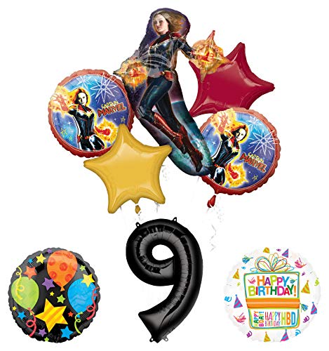 Mayflower Products Captain Marvel 9th Birthday Party Supplies Jubilee Balloon Bouquet Decorations