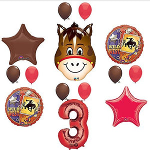 Wild West Cowboy Western 3rd Birthday Party Supplies and Balloon Decorations
