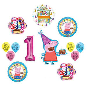 Peppa Pig 1st Birthday Party Balloon supplies and decorations kit