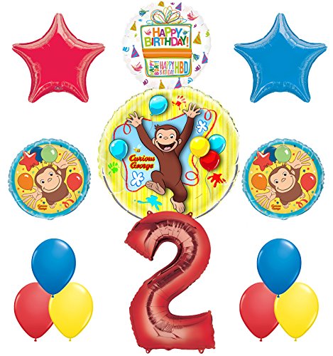 Curious George 2nd Birthday Party Supplies Balloon Bouquet Decorations