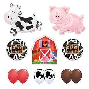 Barn Farm Animals Birthday Party Cow, Pig, Barn Balloons Decorations Supplies by Anagram