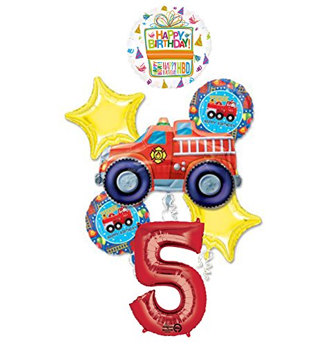 Fire Truck Fire Engine 5th Birthday Party Supplies and Balloon Decorations