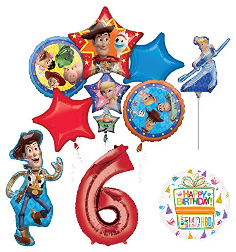 Mayflower Products Toy Story Party Supplies Woody and Friends 6th Birthday Balloon Bouquet Decorations
