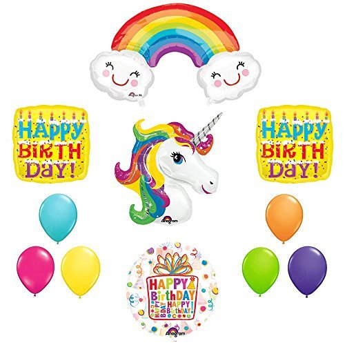 The Ultimate Happy Birthday Cake Letter Rainbow Unicorn Birthday Party Supplies and Balloon decorations