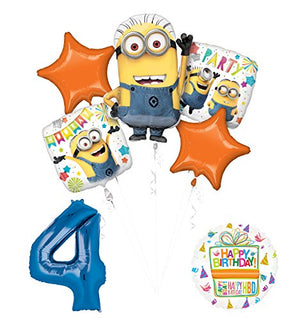 Despicable Me 3 Minions 4th Birthday Party Supplies and balloon Decorations