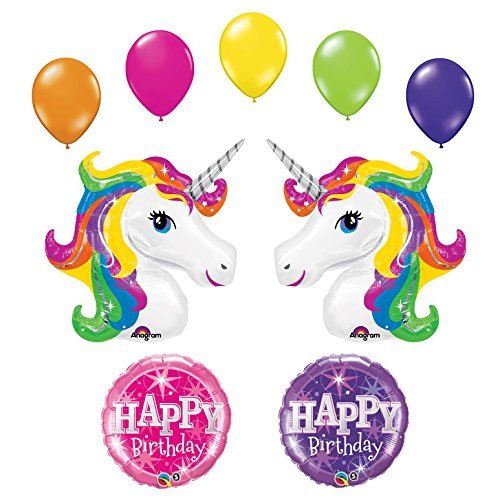 Unicorn 9 pc Rainbow Sparkle Birthday Party Balloon Bouquet by Anagram