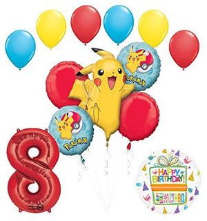 Pokemon 8th Birthday Party Supplies and Balloon Bouquet Decorations
