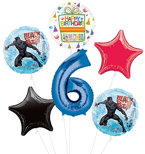 Black Panther 6th Birthday Party Supplies Balloon Bouquet Decorations