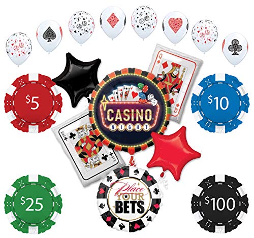 Mayflower Products Casino Night Party Supplies Poker Chips and Cards Balloon Bouquet Decorations