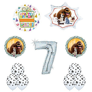 The Secret Life of Pets 7th Holographic Birthday Party Balloon Supply Decorations With Paw Print Latex