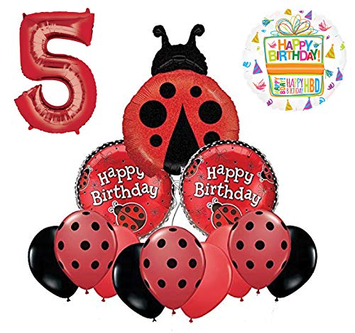 Mayflower Products Ladybug 5th Birthday Party Supplies Balloon Bouquet Decoration