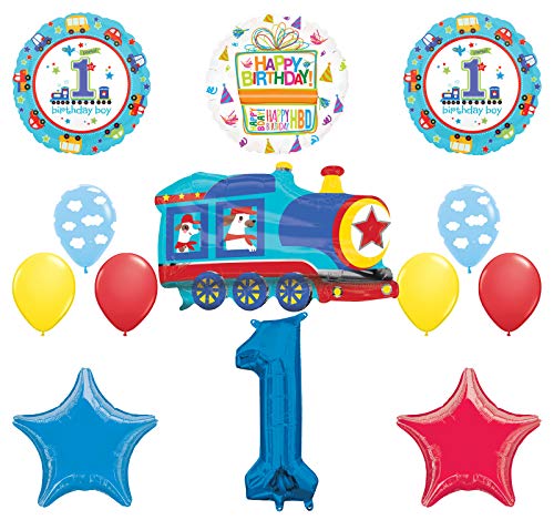 Mayflower Products All Aboard Boys 1st Birthday Party Supplies Balloon Bouquet Decoration