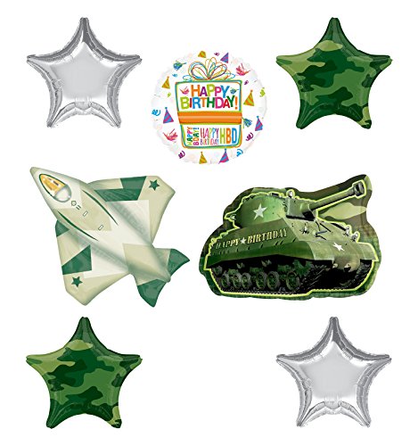 Army Tank and Jet Fighter Party Supplies Birthday Balloon Bouquet