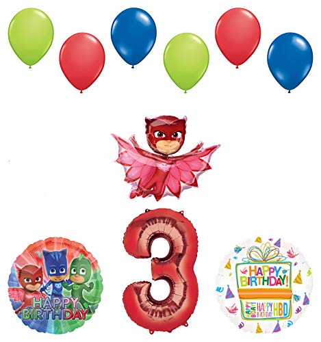 Mayflower Products PJ Masks Owlette 3rd Birthday Party Supplies Balloon Bouquet Decoration