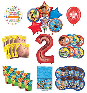 Toy Story 2nd Birthday Party Supplies 16 Guest Decoration Kit with Woody, Buzz Lightyear and Friends Balloon Bouquet