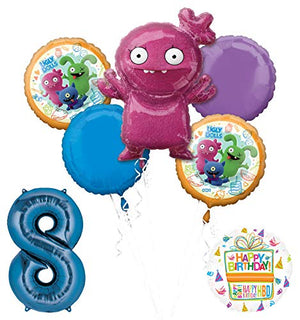 Mayflower Products Ugly Dolls 8th Birthday Party Supplies 34" Blue Number 8 Balloon Bouquet Decorations