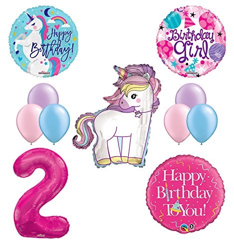 Unicorn 2nd Birthday Girl Party Supplies and Balloon Decorations