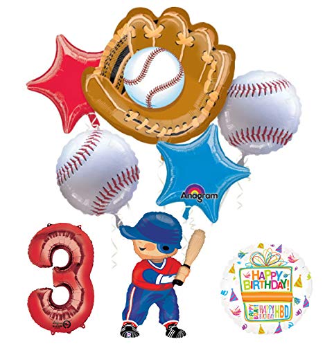 Baseball Player 3rd Birthday Party Supplies Balloon Bouquet Decorations