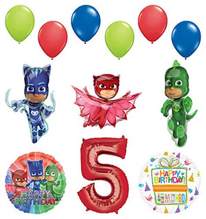 Mayflower Products PJ Masks 5th Birthday Party Supplies Catboy, Owlette and Gekko Balloon Decorations