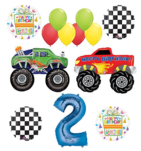 Monster Truck Party Supplies 2nd Birthday Balloon Bouquet Decorations