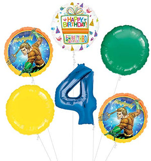 Aquaman 4th Birthday Party Supplies Balloon Bouquet Decorations