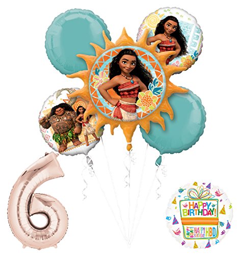 Moana 6th Birthday party Supplies and Princess Balloon Bouquet Decorations
