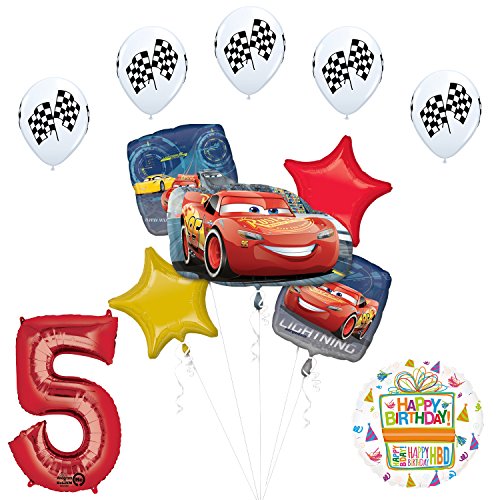 Disney Cars 3 Lighting McQueen 5th Birthday Party Supplies and Balloon Decorations