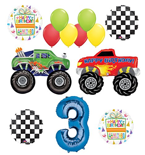 Monster Truck Party Supplies 3rd Birthday Balloon Bouquet Decorations