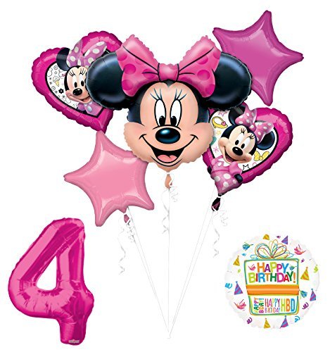 NEW Minnie Mouse 4th Birthday Party Supplies Balloon Bouquet Decorations