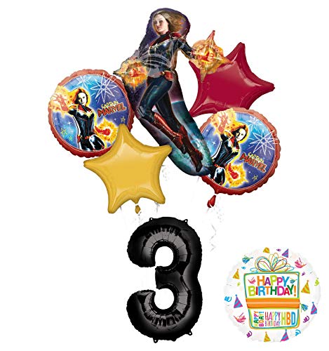 Mayflower Products Captain Marvel Party Supplies 3rd Birthday Balloon Bouquet Decorations