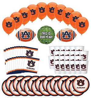 Mayflower Products Auburn Tigers Football Tailgating Party Supplies for 20 Guest and Balloon Bouquet Decorations