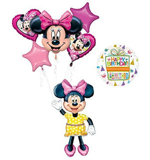 The Ultimate Minnie Mouse Airwalker Birthday Party Supplies and 6pc Balloon Bouquet Decorations