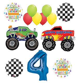 Monster Truck Party Supplies 4th Birthday Balloon Bouquet Decorations