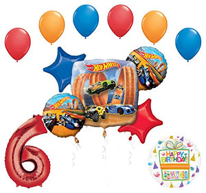 Mayflower Products Hot Wheels Party Supplies 6th Birthday Balloon Bouquet Decorations
