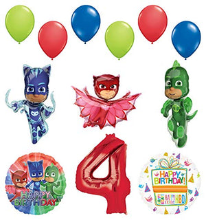 Mayflower Products PJ Masks 4th Birthday Party Supplies Catboy, Owlette and Gekko Balloon Decorations