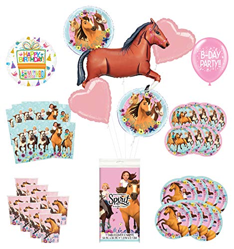 Mayflower Products Spirit Riding Free Birthday Party Supplies 8 Guest Decoration Kit and 43" Brown Horse Balloon Bouquet