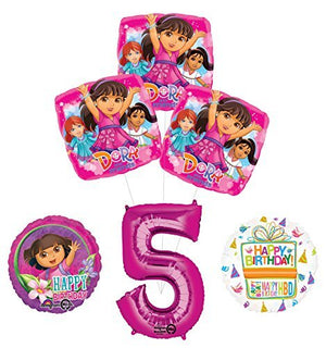 Dora the Explorer 5th Birthday Party Supplies and Balloon Bouquet Decorations