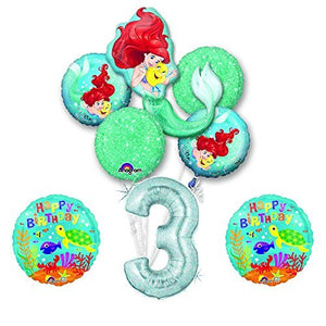 NEW! Ariel Little Mermaid Disney Princess Undersea 3rd BIRTHDAY PARTY Balloon decorations supplies