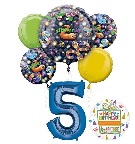 Slither.io Party Supplies 5th Birthday Video Game Balloon Bouquet Decorations