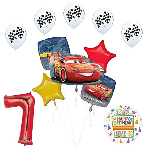 Disney Cars 3 Lighting McQueen 7th Birthday Party Supplies and Balloon Decorations