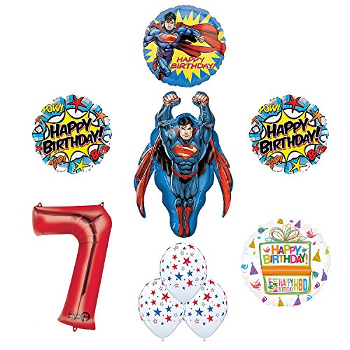 Superman 7th Birthday Party Supplies and Balloon Decorations