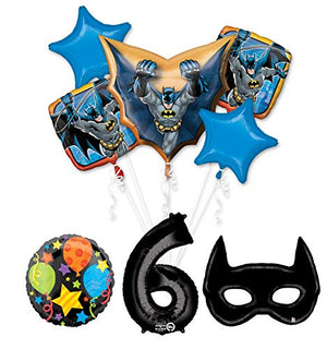 Mayflower Products Batman 6th Birthday Party Supplies and Bat Mask Balloon Bouquet Decoration