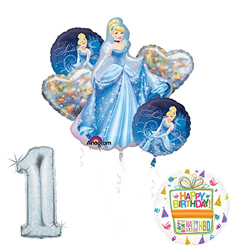 Cinderella 1st birthday party supplies and princess balloon decorations