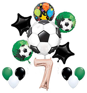 Mayflower Products Soccer Party Supplies 7th Birthday Girls Goal Getter Balloon Bouquet Decorations - Rose Gold 7