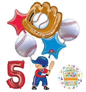 Baseball Player 5th Birthday Party Supplies Balloon Bouquet Decorations