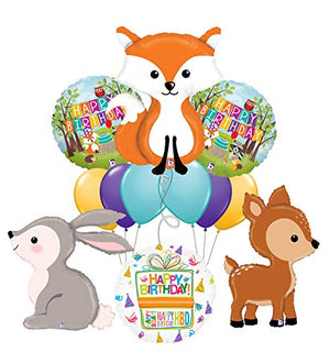 Mayflower Products Woodland Creatures Birthday Party Supplies Fox and Friends Balloon Bouquet Decorations