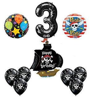 Black Pirate Ship 3rd Birthday Party Supplies and Balloon Decorations