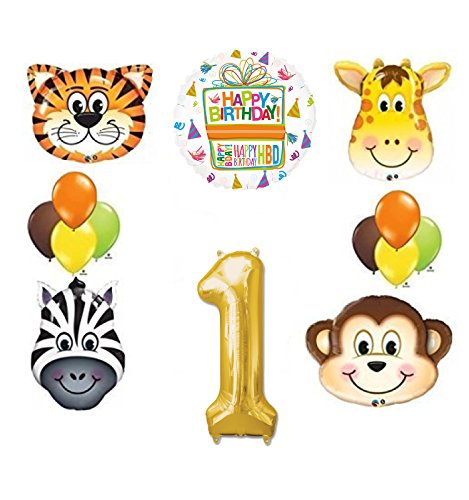 Jungle Animal Safari First 1st Birthday Party Supplies and Balloon Decorations
