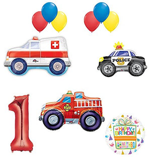 Team Rescue 1st Birthday Party Supplies and First Responders Balloon Bouquet decorations